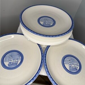3 Sail Away Handpainted Stoneware Plates